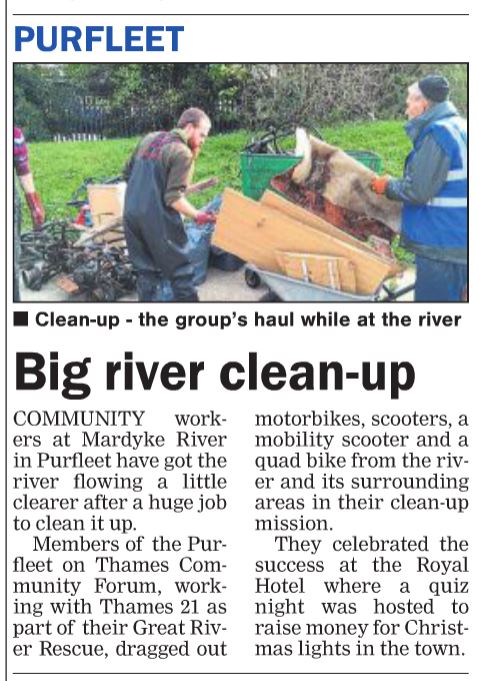 17.11.02 Mardyke River clean up, p10. Thurrock Gazette
