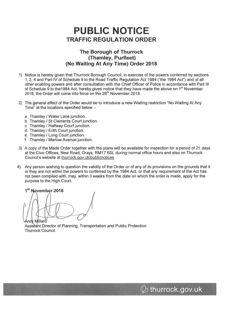18.11.01 Public Notice, Thameley