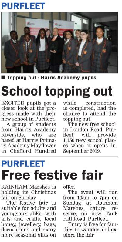 18.11.29 Toping out at Harris Riverside &amp; Rainham Fair, p8 Thurrock Gazette