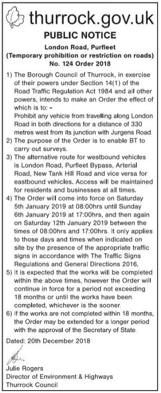 18.12.20 pn 124 london rd, jurgens rd traffic restrictions