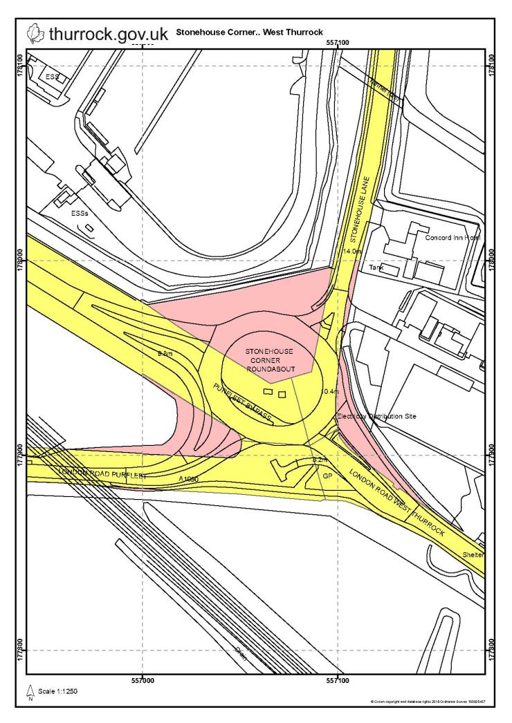 19.01.11 public notice land at stonehouse roundabout &amp; london rd w. thurrock, map