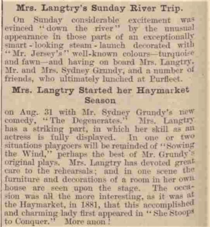 1899.09.02 Lillie Langtry lunches at Purfleet, The Penny Illustrated