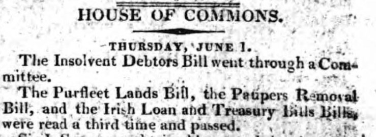 1809.06.02 purfleet land bill passed, public ledger and daily advertiser