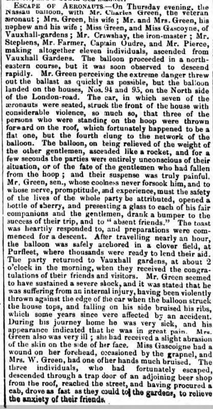 1849.08.01 assent of Nassau Balloon,  Bury and Norwich Post