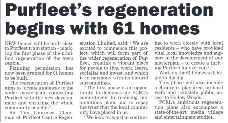 20.01.16 Purfleet regeneration begins,, Thurrock Gazette
